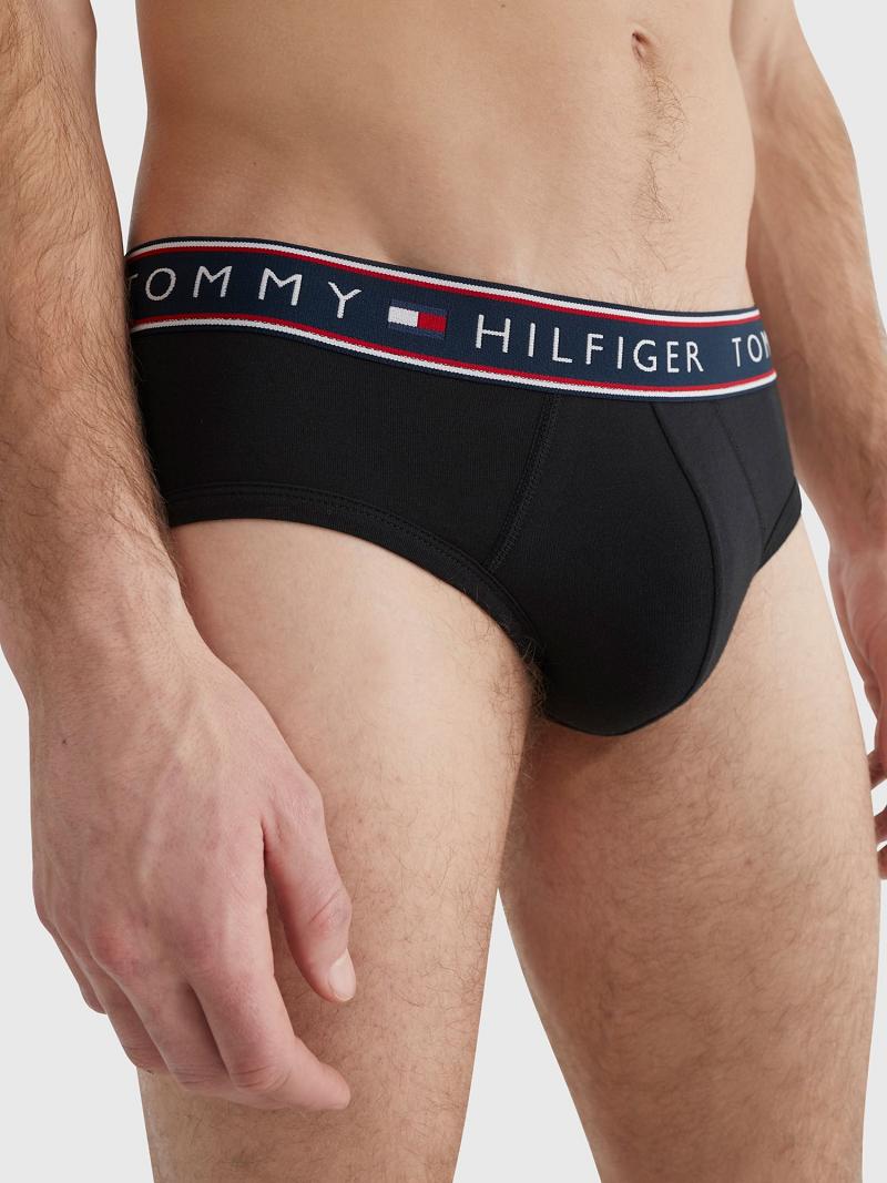 Férfi Tommy Hilfiger Stretch cotton boxer brief 3pk Boxer Briefs Fekete | HU 1390SGL